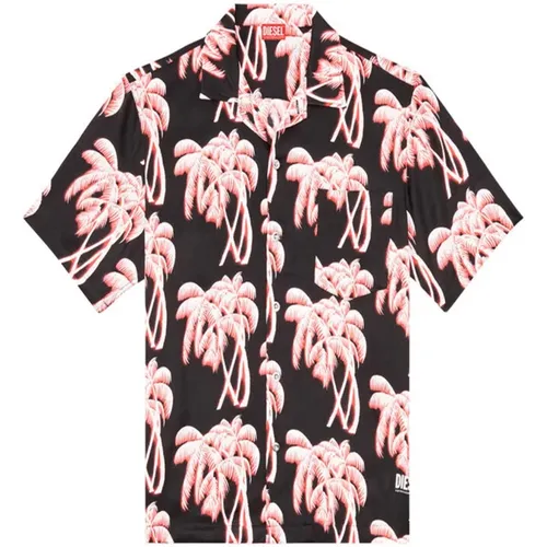 Relaxed Fit Palm Print Shirt , male, Sizes: L, S, M - Diesel - Modalova