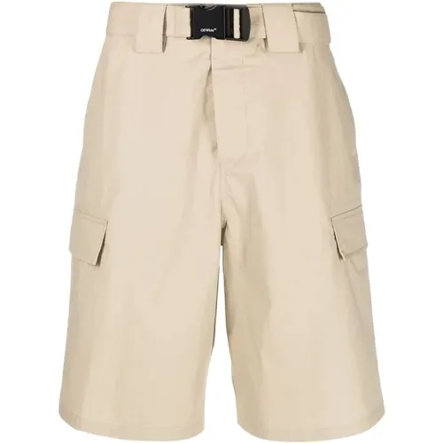 Buckle cargo shorts , female, Sizes: L - Off White - Modalova