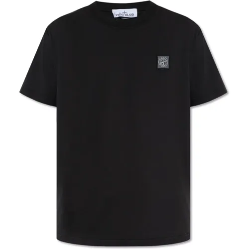 T-shirt with logo patch , male, Sizes: L, XL - Stone Island - Modalova