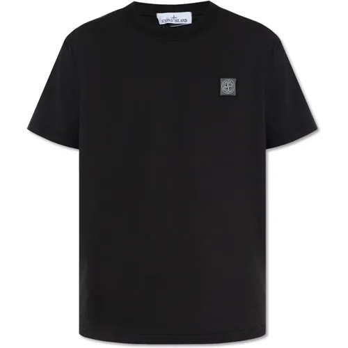 T-shirt with logo patch , male, Sizes: S - Stone Island - Modalova