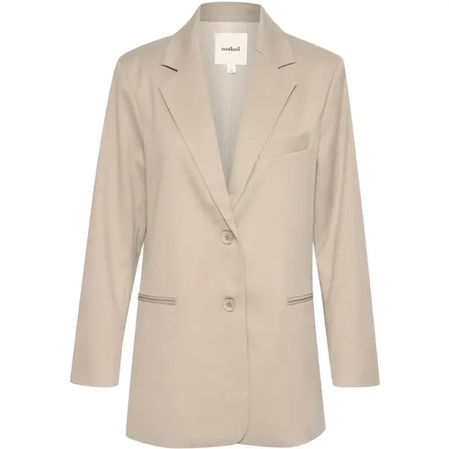 Classic Blazer Jacket Flint Melange , female, Sizes: S, M, L, XS - Soaked in Luxury - Modalova