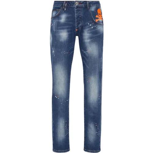 Stone Washed Slim-Fit Jeans , Herren, Größe: W34 - Philipp Plein - Modalova