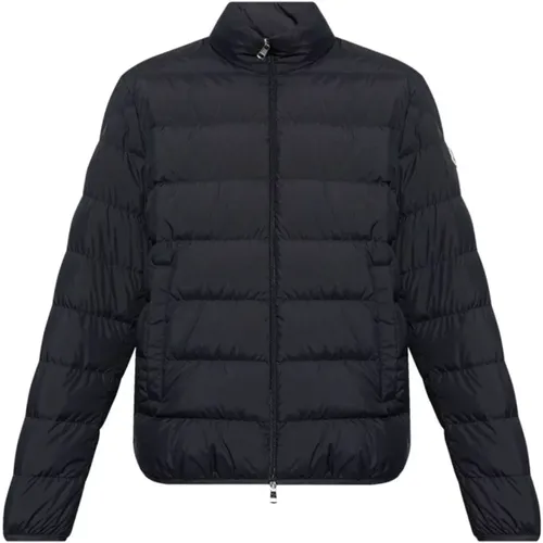 Navy Down Jacket with Stand Collar , male, Sizes: M - Moncler - Modalova