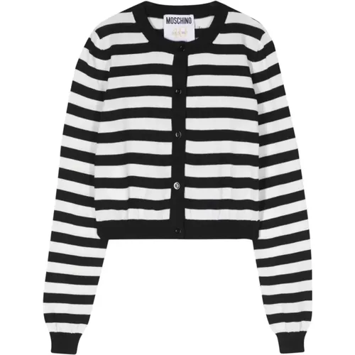 Striped Cardigan with Question Mark Detail , female, Sizes: S, XS - Moschino - Modalova