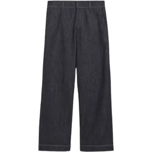 Weite Jeans aus Baumwolldenim mit Kontrastnähten , Damen, Größe: 2XS - Max Mara - Modalova