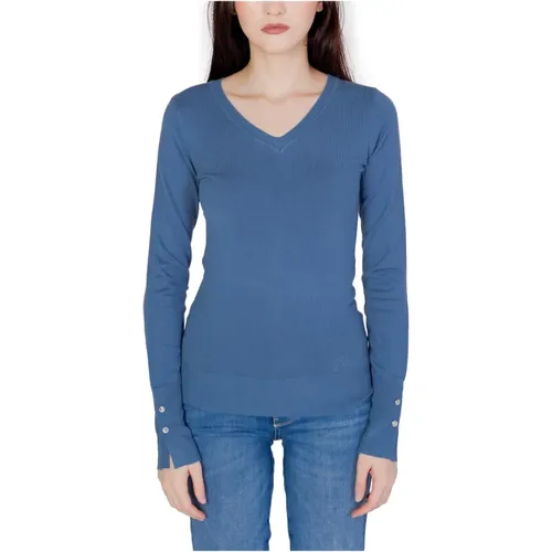 Gemütlicher V-Ausschnitt Pullover für Frauen , Damen, Größe: M - Guess - Modalova