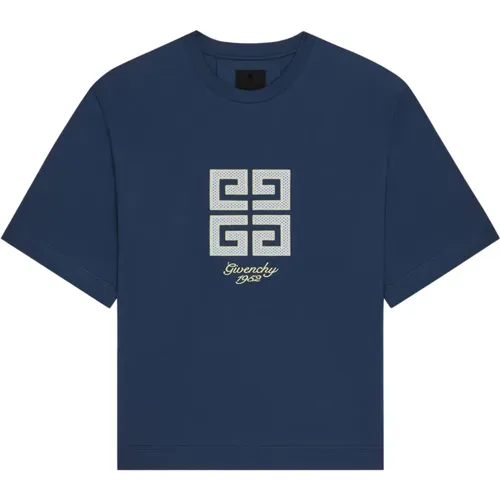 Blaues T-Shirt mit 4G-Emblem , Herren, Größe: XS - Givenchy - Modalova