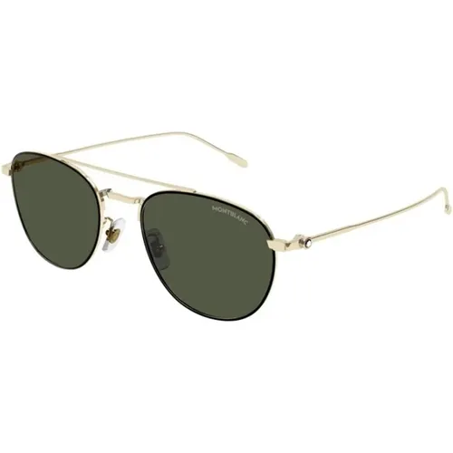 Gold Frame Green Lens Sunglasses , male, Sizes: 55 MM - Montblanc - Modalova