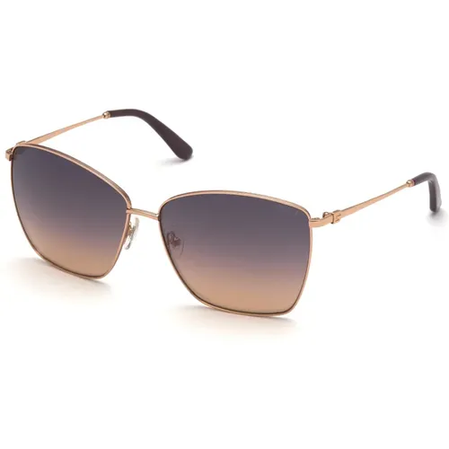 Goldene Gradienten Sonnenbrille,Goldene Verlaufsbraune Sonnenbrille,Stilvolle Sonnenbrille mit braunem Spiegelglas - Guess - Modalova