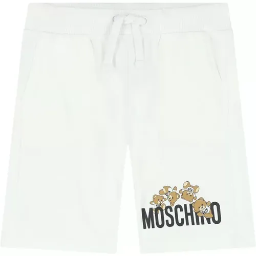 Weiße Slip-On Bermuda Shorts mit Teddy-Print - Moschino - Modalova