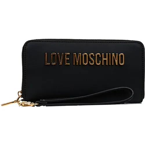 Schwarzes Portemonnaie mit Metalllogo , Damen, Größe: ONE Size - Love Moschino - Modalova