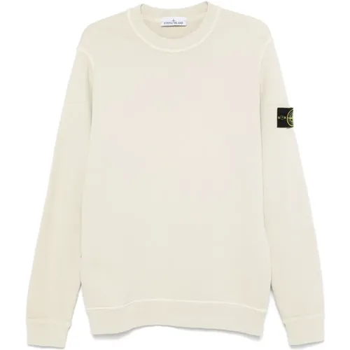 Beiger Crewneck-Sweatshirt mit Abzeichen , Herren, Größe: M - Stone Island - Modalova