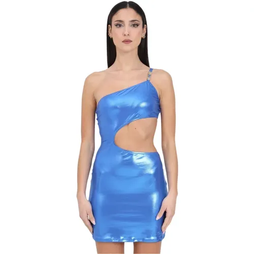 Metallisch Blaues One-Shoulder Abendkleid , Damen, Größe: L - Moschino - Modalova