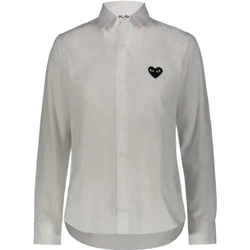 Black Heart Embroidered Cotton Poplin Shirt , female, Sizes: M, L, S - Comme des Garçons - Modalova