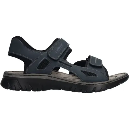 Dunkelblaue Synthetik-Sandalen mit Klettverschluss , Herren, Größe: 44 EU - Rieker - Modalova