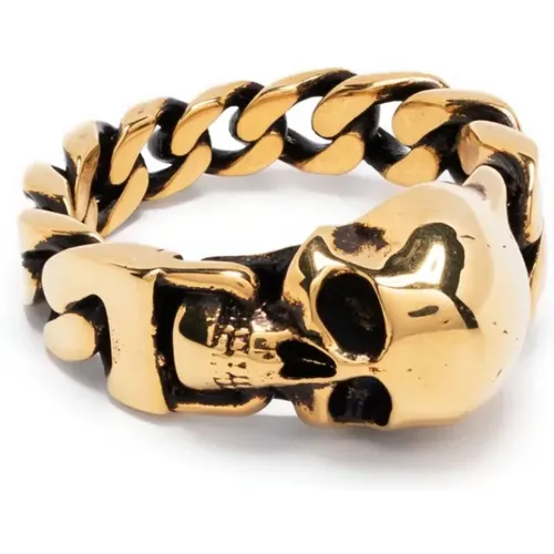 Golden Skull Chain Ring , male, Sizes: L - alexander mcqueen - Modalova