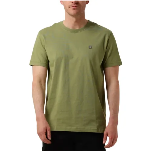 Grünes Embro Badge Tee Shirt , Herren, Größe: M - Calvin Klein - Modalova