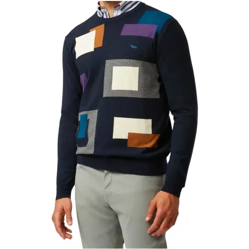 Mens Irregular Checkered Sweater , male, Sizes: L - Harmont & Blaine - Modalova