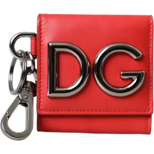 Calf Leather Logo Keychain Wallet , female, Sizes: ONE SIZE - Dolce & Gabbana - Modalova