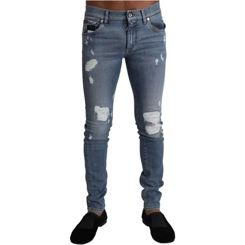 Zerrissene Skinny Jeans in Hellblau - Dolce & Gabbana - Modalova