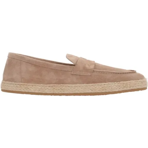 Beige Wildleder Mokassin Flache Schuhe - BRUNELLO CUCINELLI - Modalova