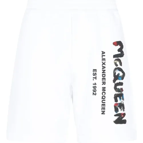 Logoed Cotton Shorts Ss23 , male, Sizes: L, S - alexander mcqueen - Modalova