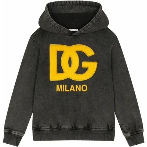 Kinder Schwarzer Kapuzenpullover - Dolce & Gabbana - Modalova