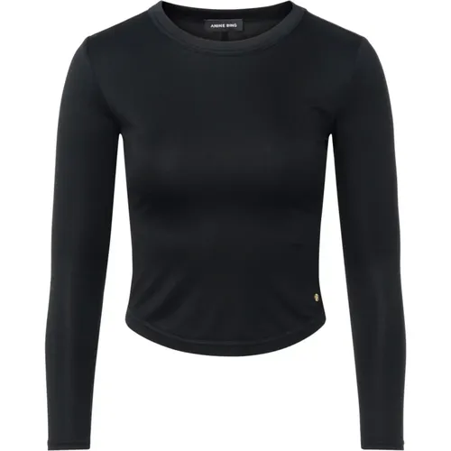Schwarzes Modal Jersey Top , Damen, Größe: XS - Anine Bing - Modalova