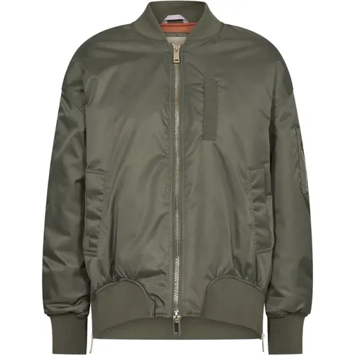 Glänzende Bomberjacke Dusty Olive - MOS MOSH - Modalova