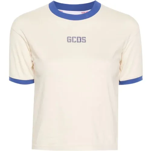 Light Blue Printed T-Shirt , female, Sizes: XS - Gcds - Modalova