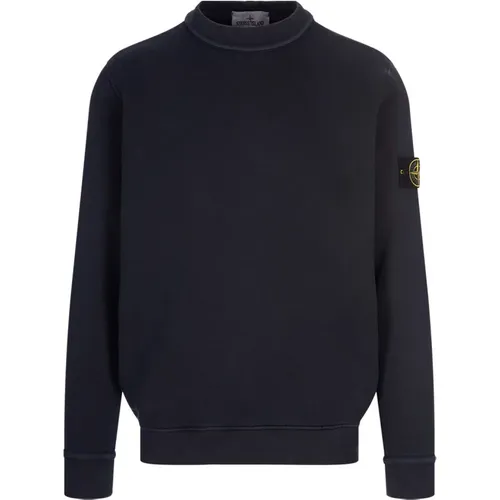 Navy Crew-Neck Sweatshirt , Herren, Größe: M - Stone Island - Modalova