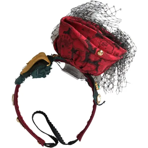 Rotes Seidenkristall-Logo-Diadem-Stirnband - Dolce & Gabbana - Modalova