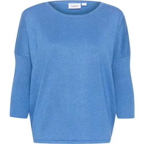 Blau Melange Strickpullover , Damen, Größe: 2XL - Saint Tropez - Modalova