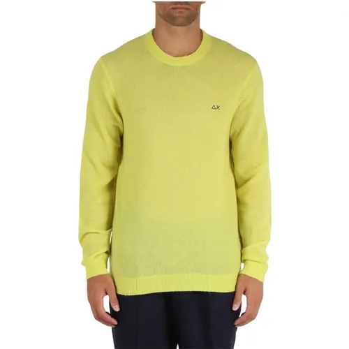 Merino Alpaka Wolle Logo bestickter Pullover , Herren, Größe: L - Sun68 - Modalova