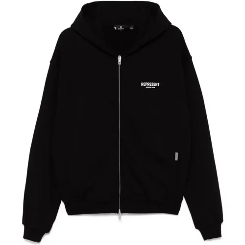 Schwarzer Zip Hoodie Pullover , Herren, Größe: M - REPRESENT - Modalova