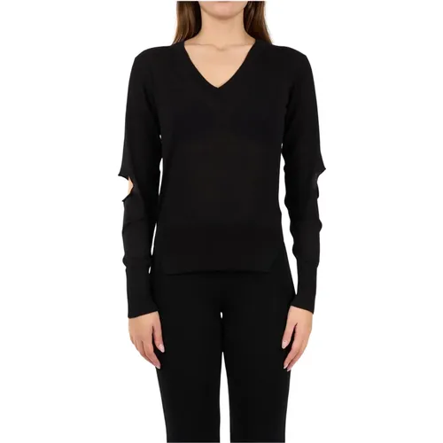 Wollmischung V-Ausschnitt Pullover , Damen, Größe: XS - Akep - Modalova