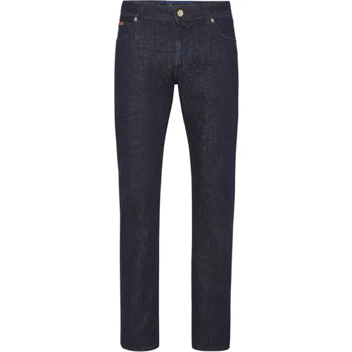 Blaue Denim Slim Fit Jeans , Herren, Größe: W33 - Billionaire - Modalova