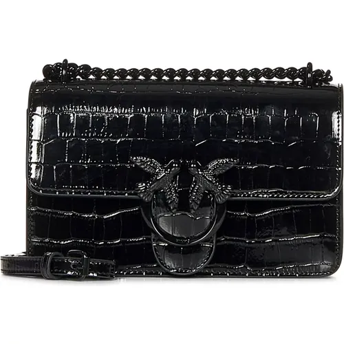 Shoulder Bag Crocodile-Embossed Leather , female, Sizes: ONE SIZE - pinko - Modalova