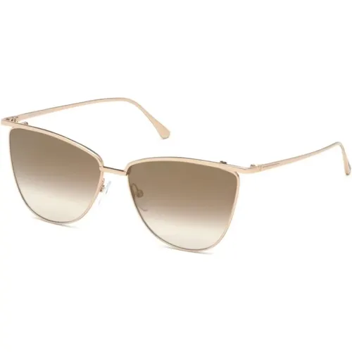 Veronica Sonnenbrille Braun Verspiegelte Linse , Damen, Größe: 58 MM - Tom Ford - Modalova