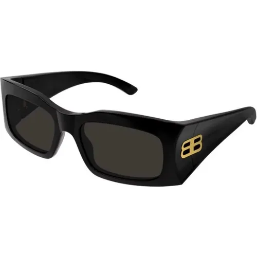 Schwarzer Rahmen Graue Linse Sonnenbrille , Damen, Größe: 58 MM - Balenciaga - Modalova