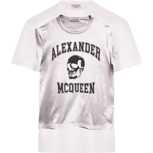 Grafisches Skull Logo Weißes T-Shirt , Herren, Größe: S - alexander mcqueen - Modalova