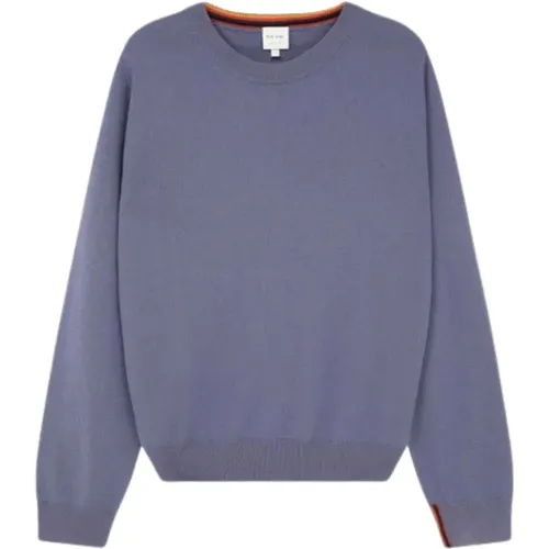 Cashmere Lilac Sweater Ribbed Collar , male, Sizes: L, M - PS By Paul Smith - Modalova