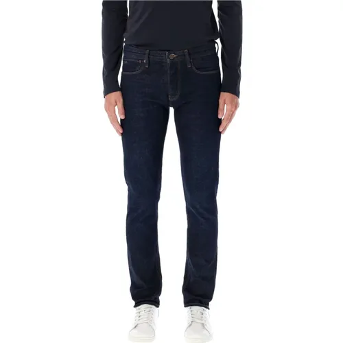 Slim Fit Dunkle Indigo Denim Jeans , Herren, Größe: W30 - Emporio Armani - Modalova