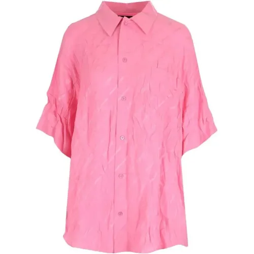 All-over logo silk soft shirt , female, Sizes: XS - Balenciaga - Modalova