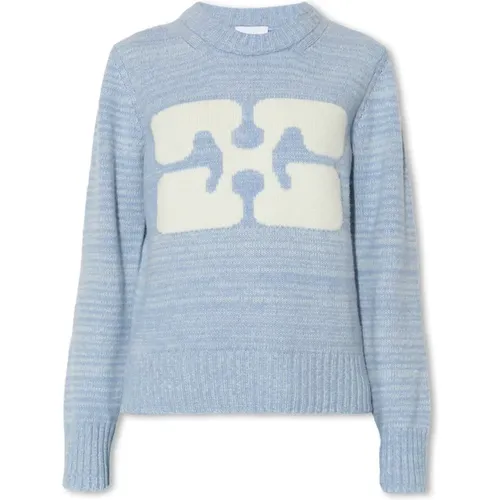 Sweater with logo , female, Sizes: L - Ganni - Modalova