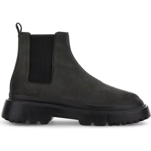 Grey Suede Chelsea Boots , male, Sizes: 11 UK, 8 UK, 9 UK, 9 1/2 UK, 8 1/2 UK - Hogan - Modalova
