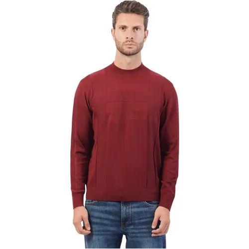 Bordeaux Sweater Macrologo Embossed Fabric , male, Sizes: 2XL, M, L, S - Armani Exchange - Modalova