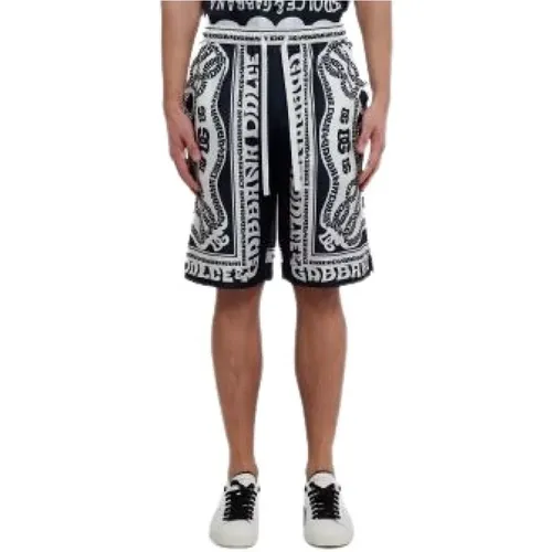 Marina Printed Silk Bermuda Shorts , male, Sizes: L - Dolce & Gabbana - Modalova