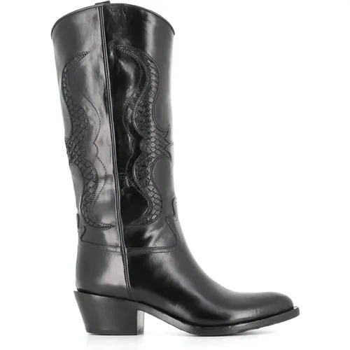 Vintage Leather Python Detail Boots , female, Sizes: 4 1/2 UK, 5 UK, 6 UK, 5 1/2 UK, 4 UK, 3 UK - Sartore - Modalova