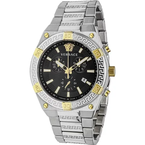 Sporty Greca Chronograph Watch , male, Sizes: ONE SIZE - Versace - Modalova